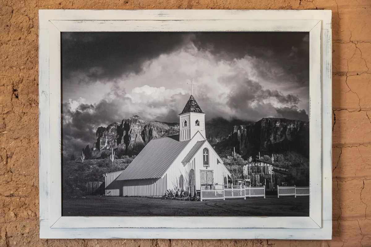 White frame White, a hand-made double frame by Casa de Baca Studios, Florence AZ