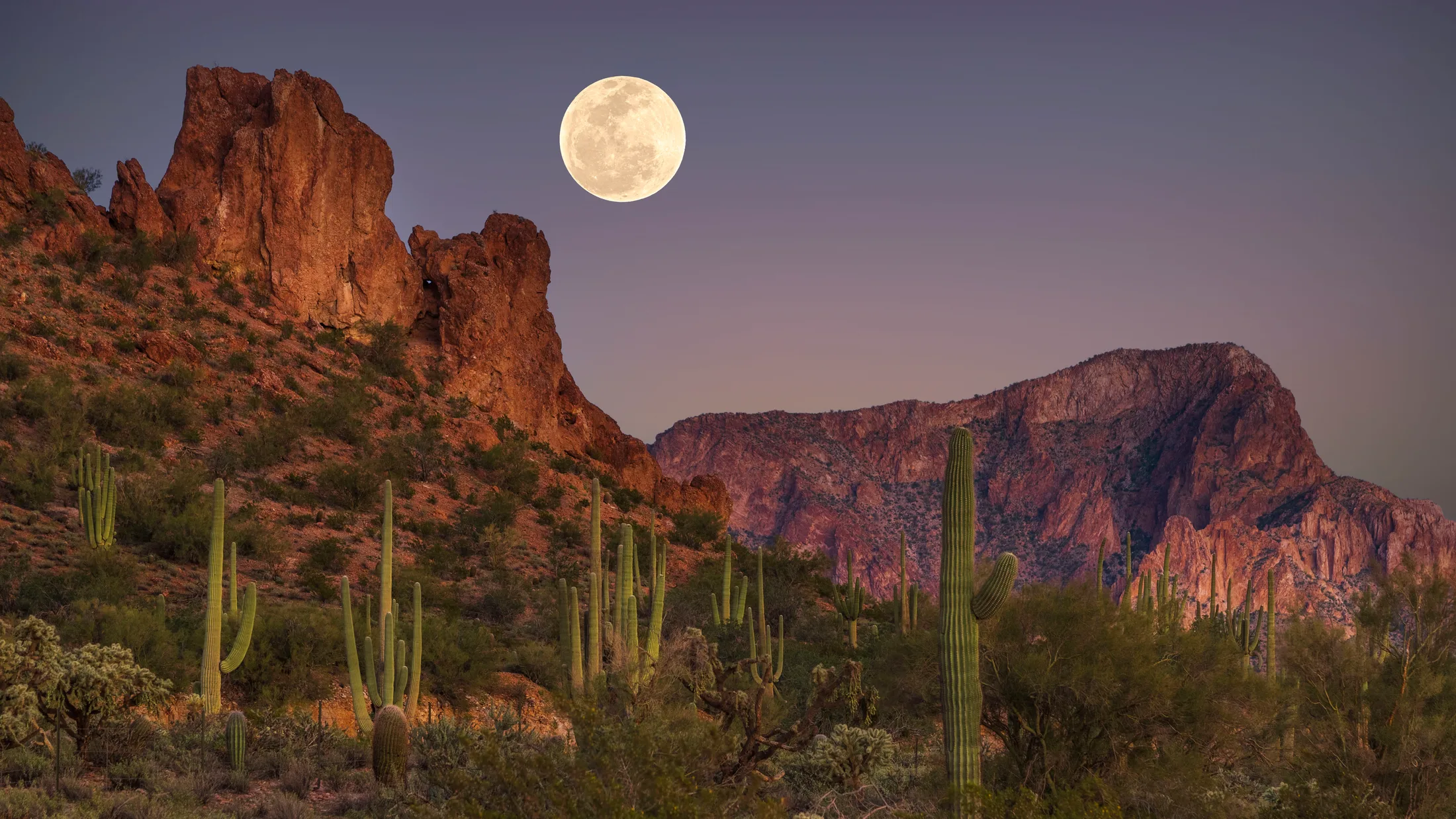 MMN (37) Box Canyon entrance and the South Butte Florence AZ Box Canyon entrance and the South Butte Florence AZ, moon, a fine art photograph by Michael Joseph Baca