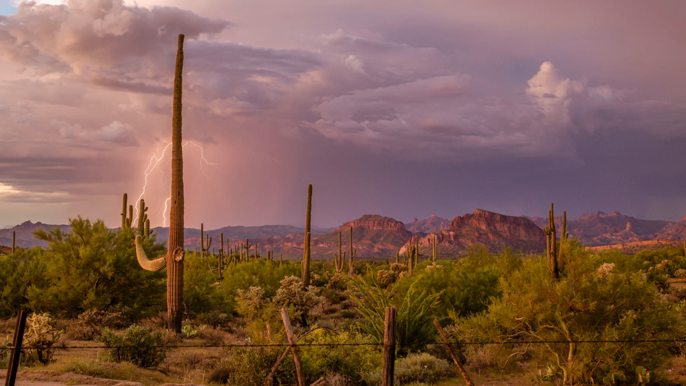 MST (31) Buttes Florence AZ Buttes Florence AZ, lightning, a fine art photograph by Michael Joseph Baca, Casa de Baca Studios, Florence, Arizona