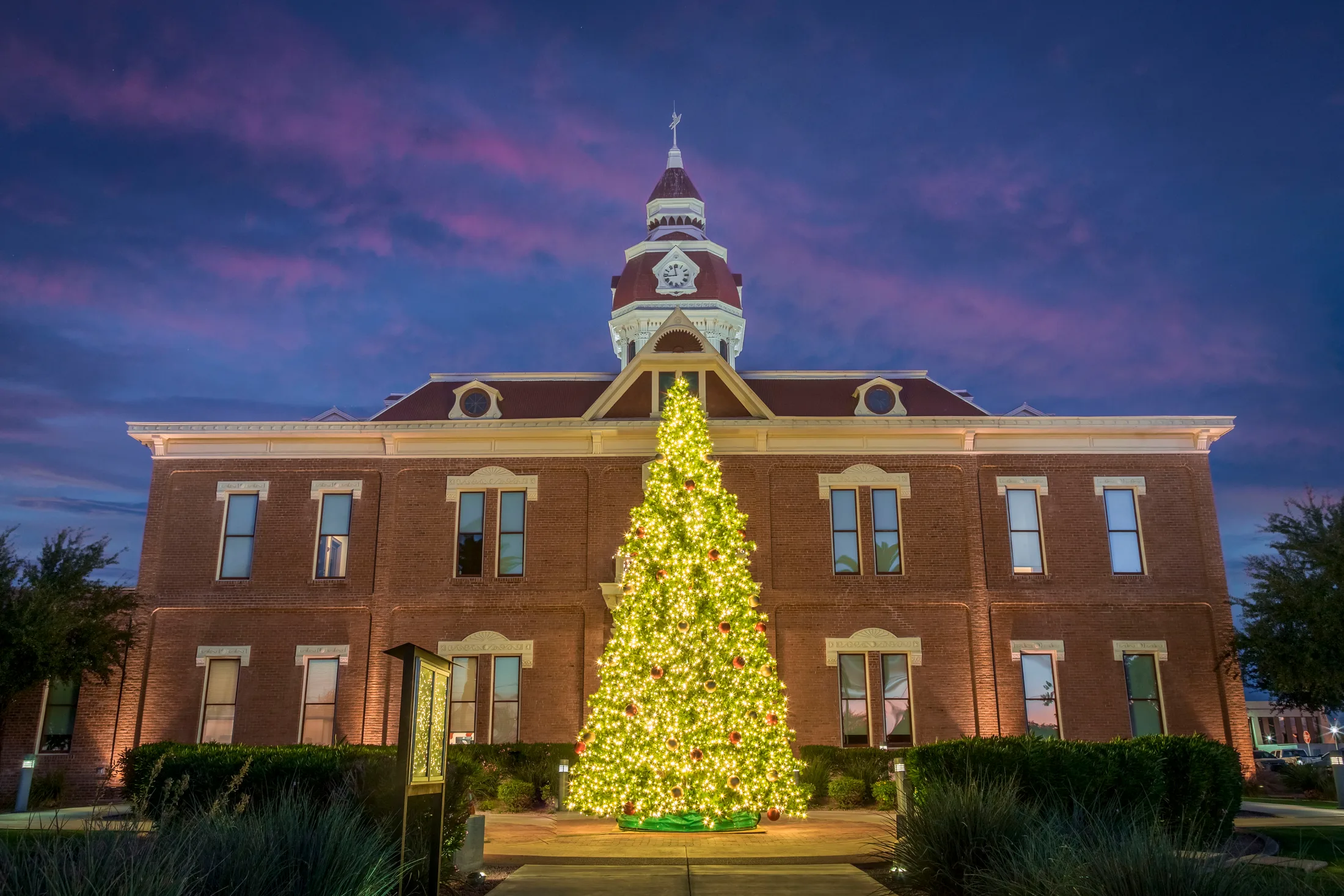 MAR (38) Christmas Tree at Pinal County Courthouse Florence AZ Christmas Tree at Pinal County Courthouse Florence AZ, architecture, a fine art photograph by Michael Joseph Baca