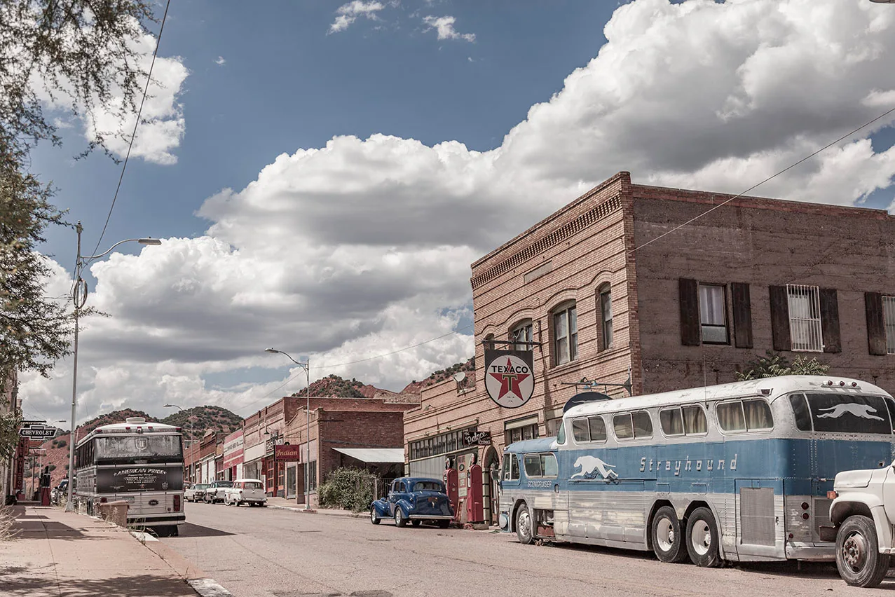CJL06 Lowel Bus near Bisbee Arizona CJL06 Lowel Bus near Bisbee Arizona, vehicles by Janell Evelyn Baca, Casa de Baca Studios, Florence, Arizona