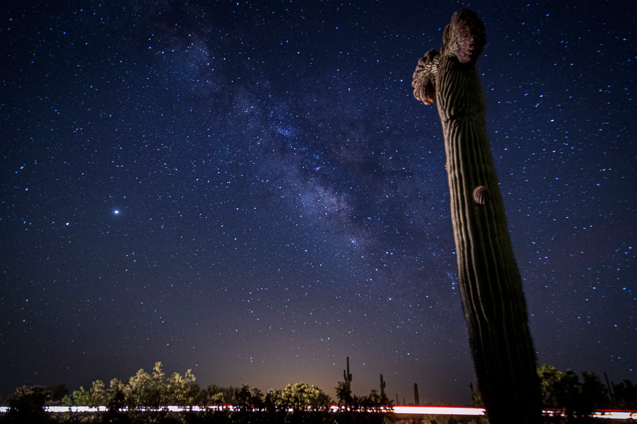 MMY (16) Crested Saguaro and Milky Way Florence AZ Crested Saguaro and Milky Way Florence AZ, a fine art photograph by Michael Joseph Baca