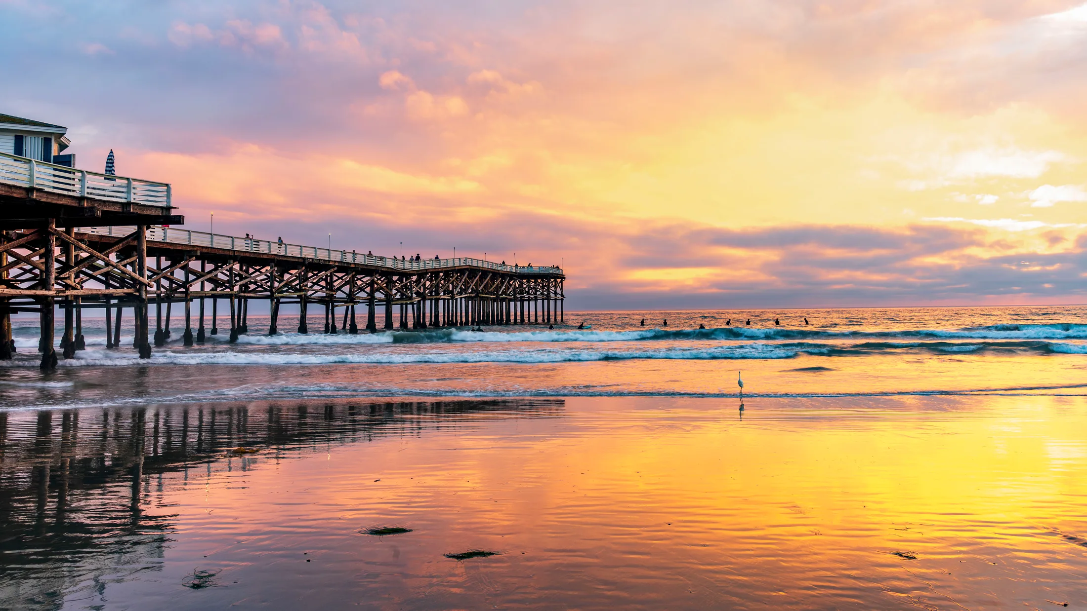 MBH (27) Crystal Pier San Diego CA Crystal Pier San Diego CA, ocean and lake and river and pier, a fine art photograph by Michael Joseph Baca