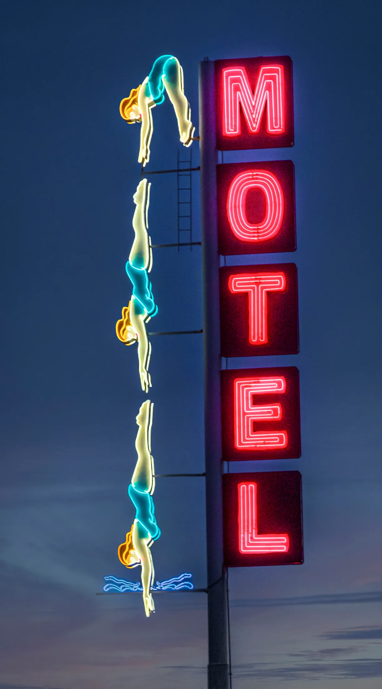 Neon (1) Diving Lindsay Mesa AZ Diving Lindsay Mesa AZ, neon, a fine art photograph by Michael Joseph Baca, Casa de Baca Studios, Florence, Arizona