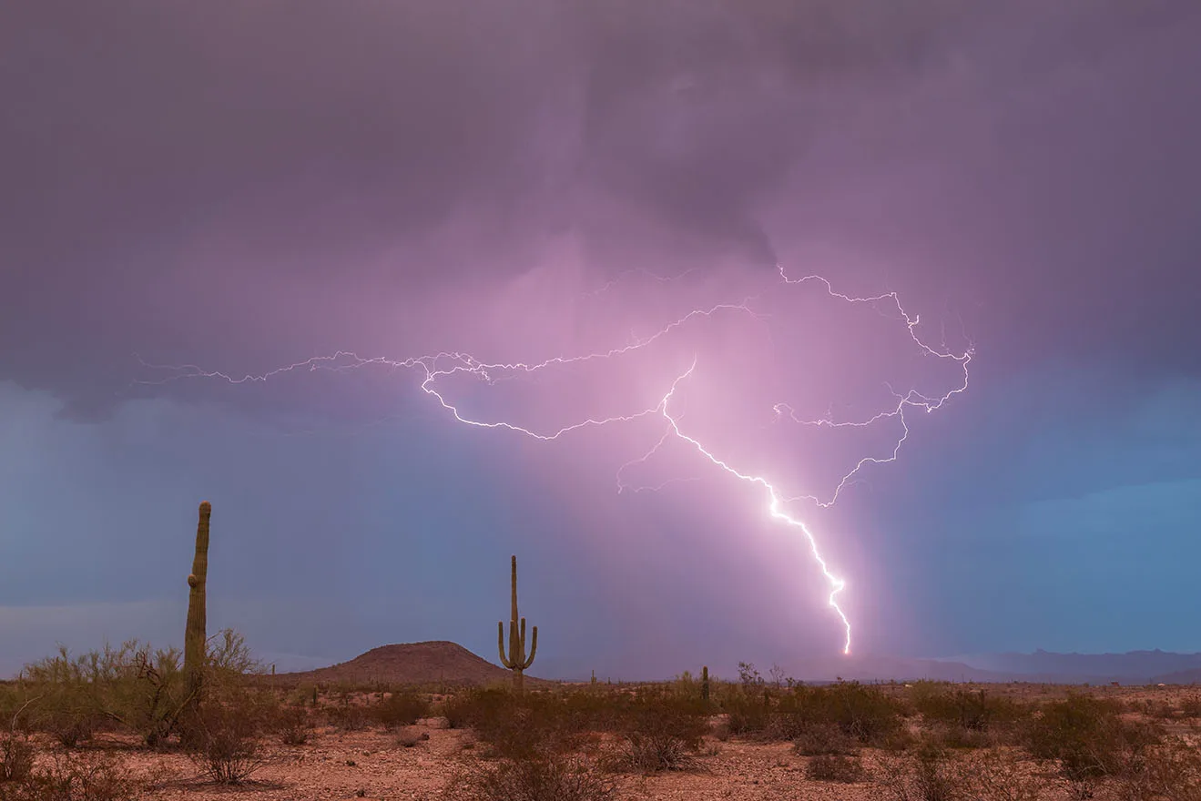 LJ051 Downpour Hwy 79 just N of Florence Downpour Hwy 79 just N of Florence, lightning, a fine art photograph by Janell Evelyn Baca