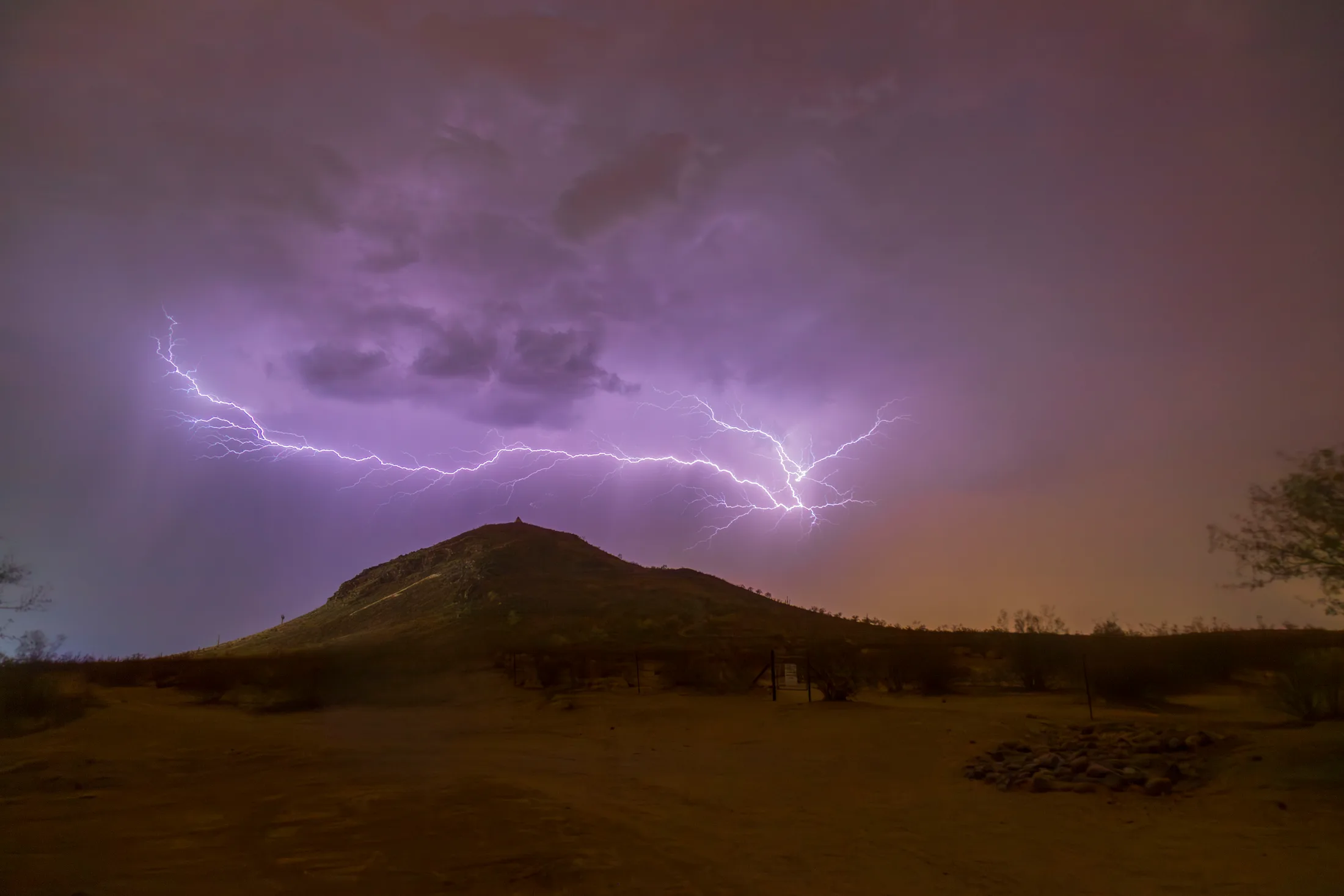 MST (49) F Mountain Lightning F Mountain Lightning, a fine art photograph by Michael Joseph Baca, Casa de Baca Studios, Florence, Arizona