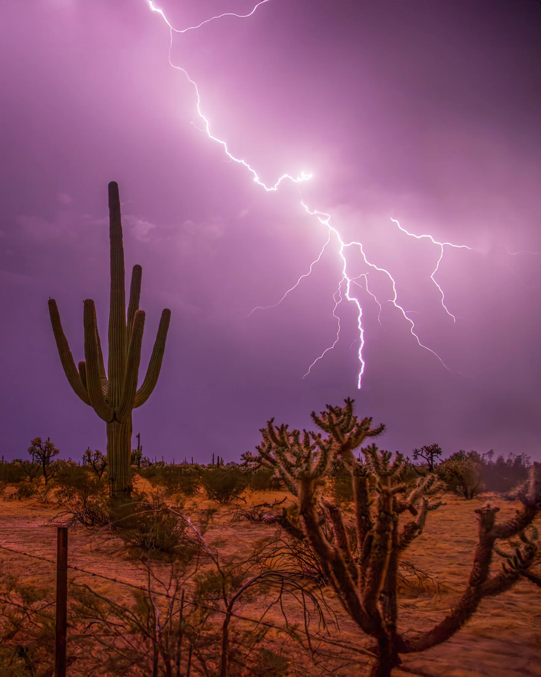 MST (60) Florence Hwy 79 Florence Hwy 79, lightning, a fine art photograph by Michael Joseph Baca, Casa de Baca Studios, Florence, Arizona