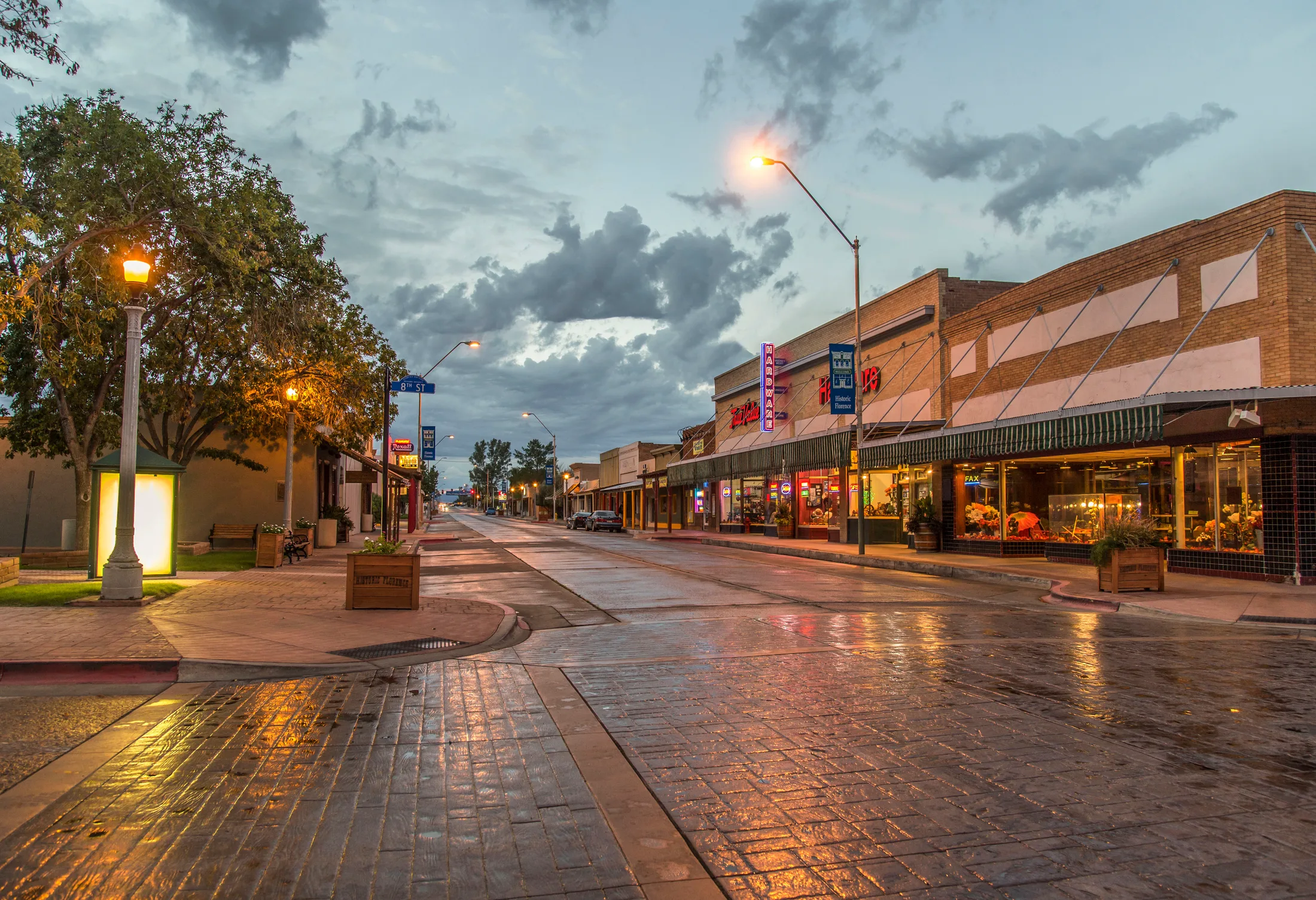 MAR (9) 'Florence in the Rain' Main Street Florence AZ 'Florence in the Rain' Main Street Florence AZ, architecture, a fine art photograph by Michael Joseph Baca