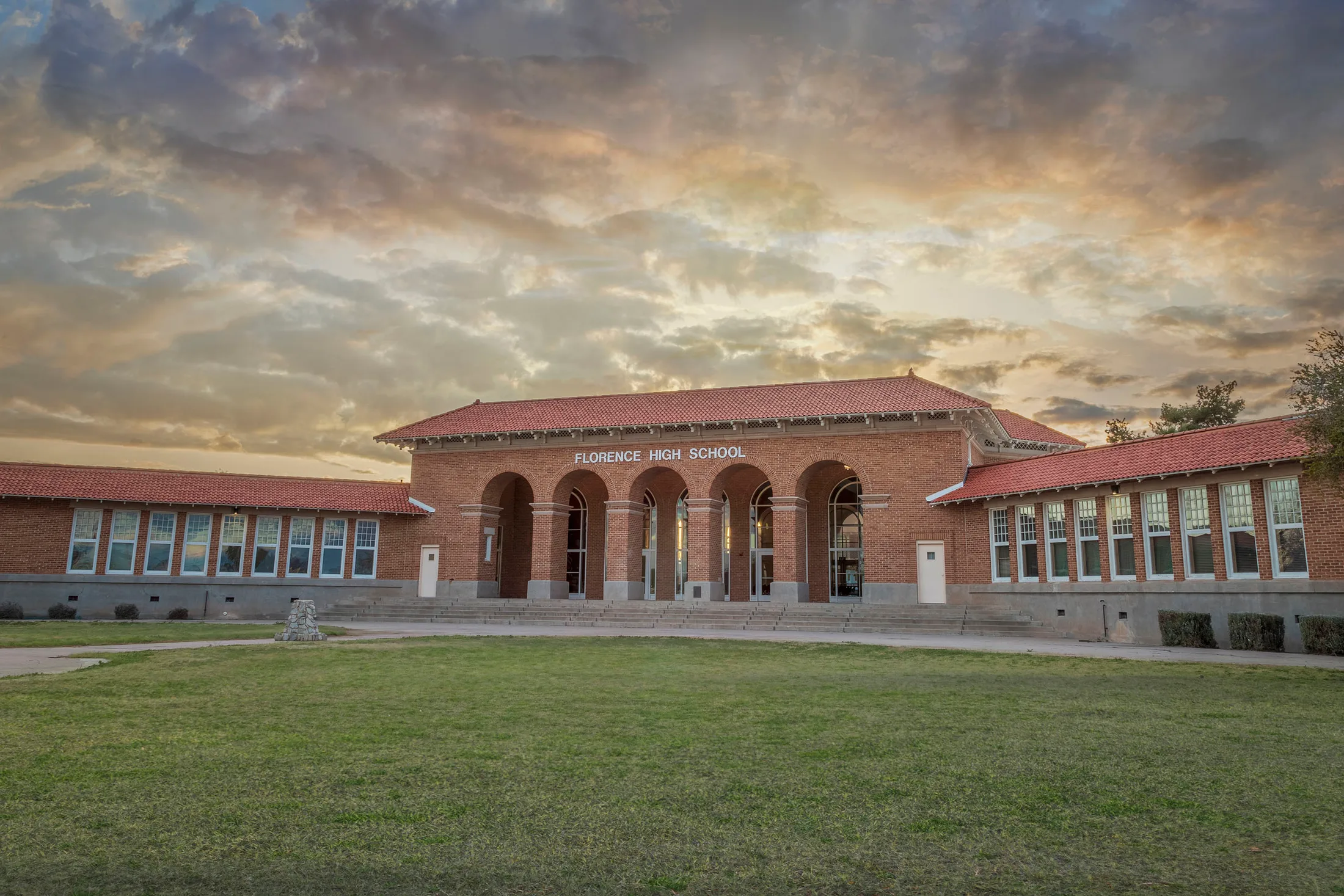 MAR (34) Florence Unified School District Office and Florence High School Florence AZ Florence Unified School District Office and Florence High School Florence AZ, architecture, a fine art photograph