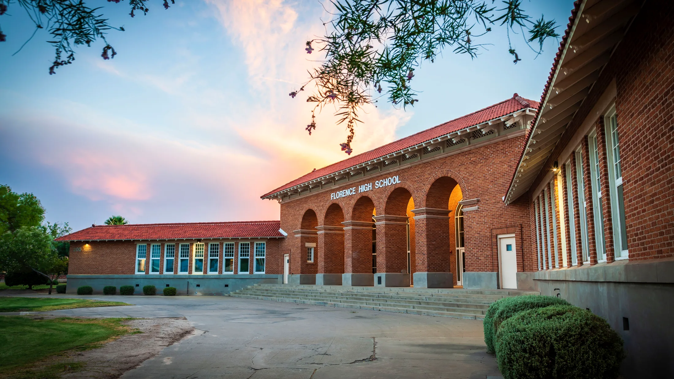 Mar (19) Florence Unified School District Office and Florence High School Florence Unified School District Office and Florence High School, architecture, a fine art photograph by Michael Joseph Baca