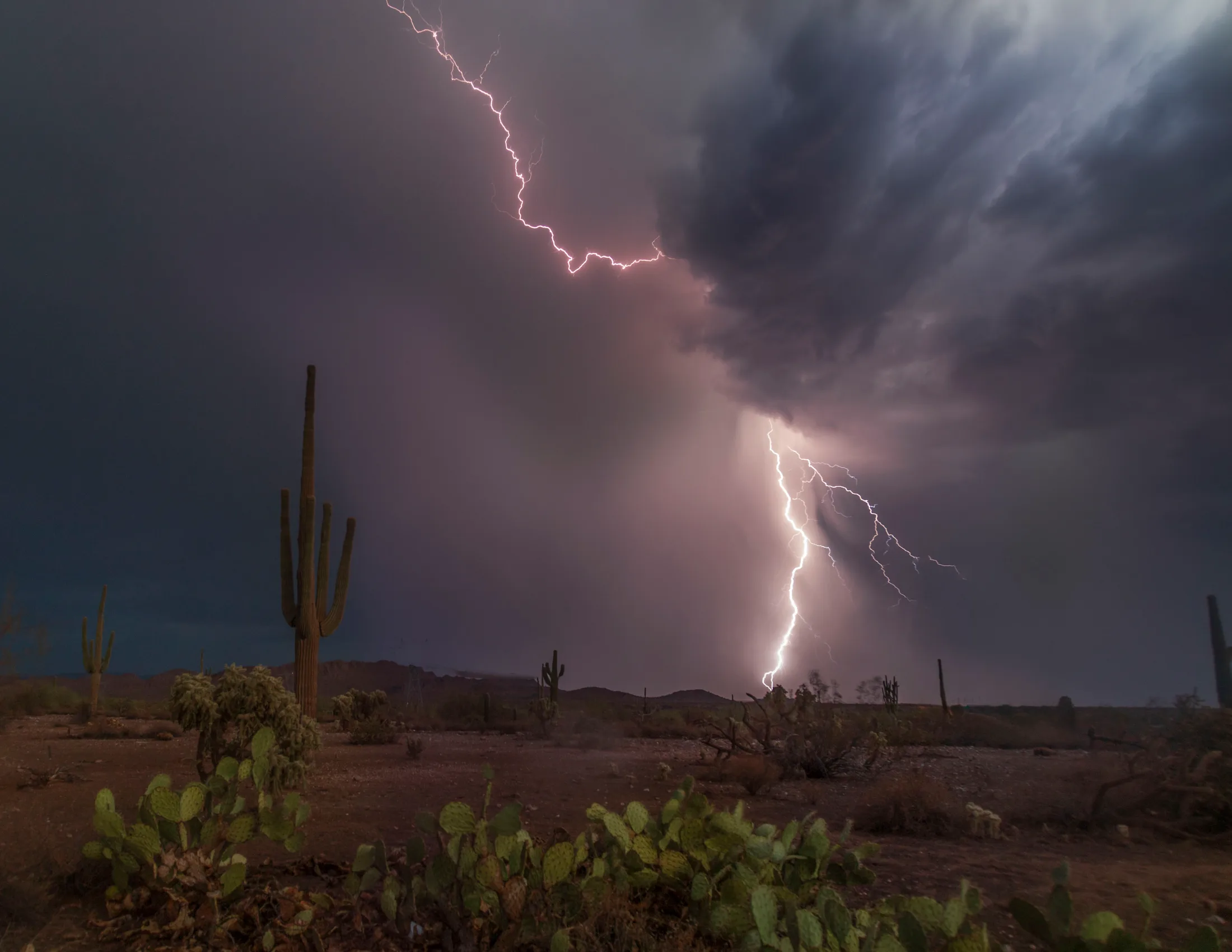 MST (55) Hwy 60 Florence Junction AZ Hwy 60 Florence Junction AZ, lightning, a fine art photograph by Michael Joseph Baca, Casa de Baca Studios, Florence, Arizona