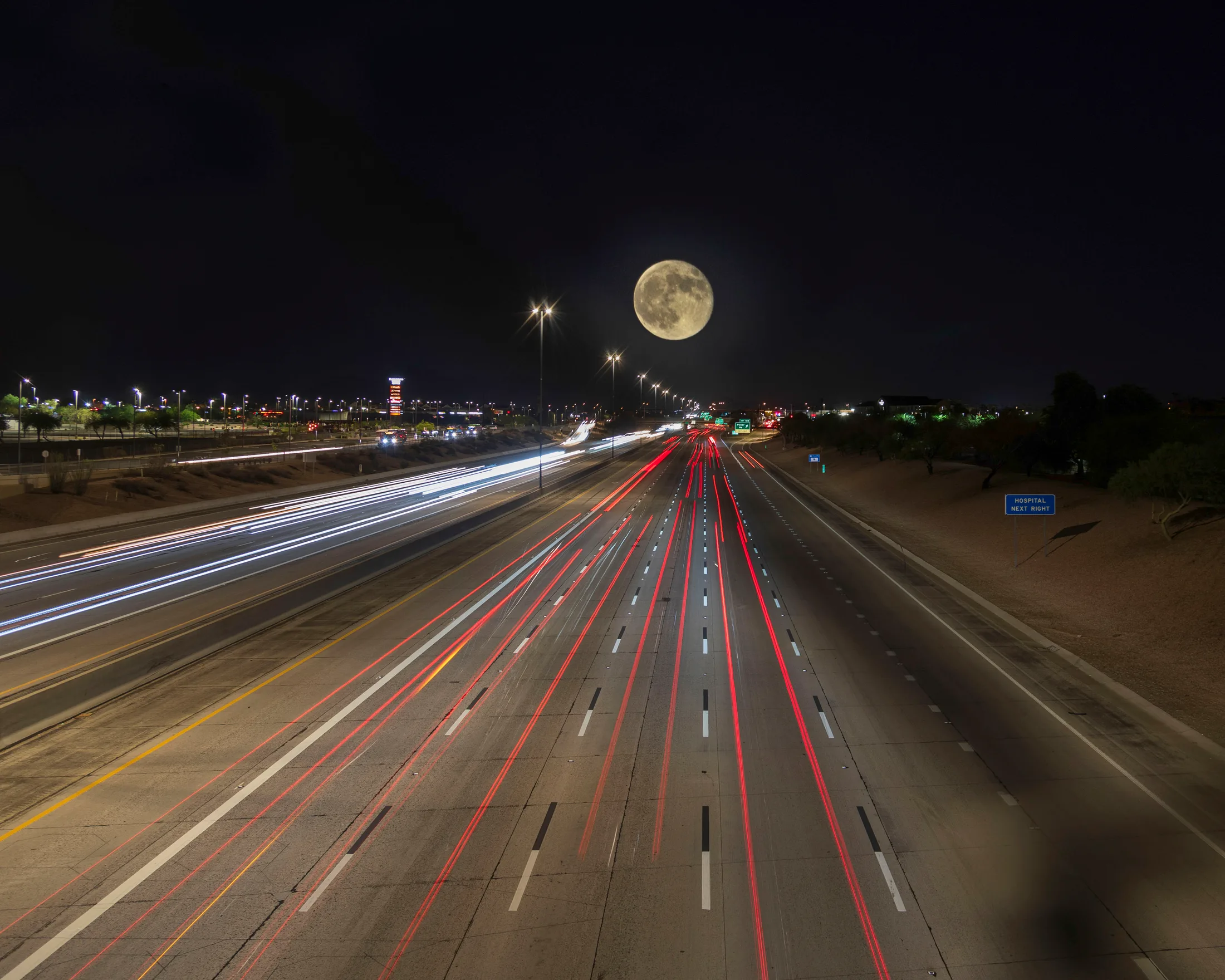 MMN (24) Hwy 60 Mesa AZ Hwy 60 Mesa AZ, moon, a fine art photograph by Michael Joseph Baca, Casa de Baca Studios, Florence, Arizona