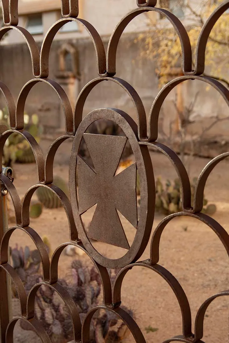 XJXIC Iron Cross at San Xavier del Bac Mission Iron Cross at San Xavier del Bac Mission, architecture, a fine art photograph by Janell Evelyn Baca