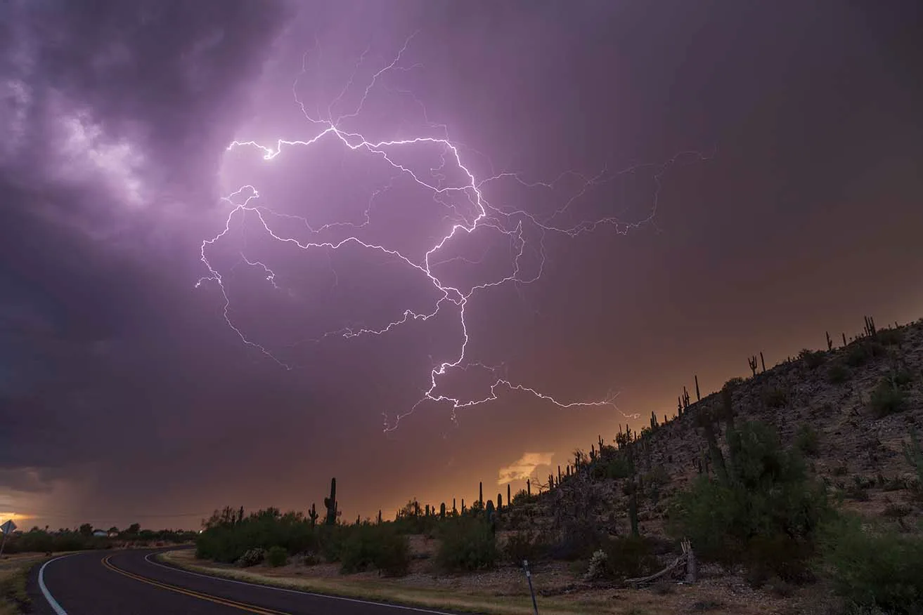 LJ009 Lightning Casa Grande Lightning Casa Grande, a fine art photograph by Janell Evelyn Baca, Casa de Baca Studios, Florence, Arizona