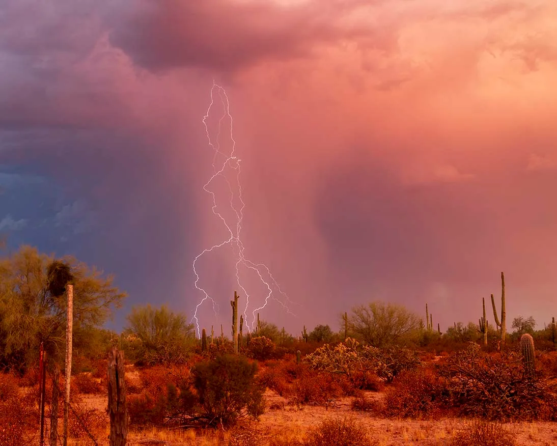 LJ022 Lightning off Butte Rd Florence Lightning off Butte Rd Florence, a fine art photograph by Janell Evelyn Baca, Casa de Baca Studios, Florence, Arizona