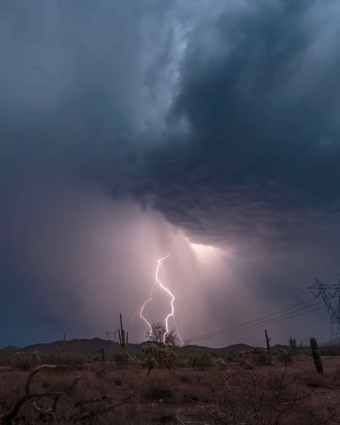 LJ047 Lightning off Hwy 60 near Peralta Lightning off Hwy 60 near Peralta, a fine art photograph by Janell Evelyn Baca, Casa de Baca Studios, Florence, Arizona