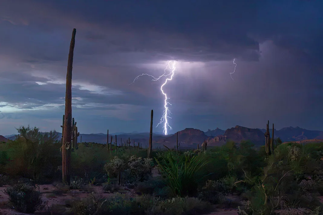 LJ056 Lightning & The Buttes LJ056 Lightning & The Buttes by Janell Evelyn Baca, Casa de Baca Studios, Florence, Arizona