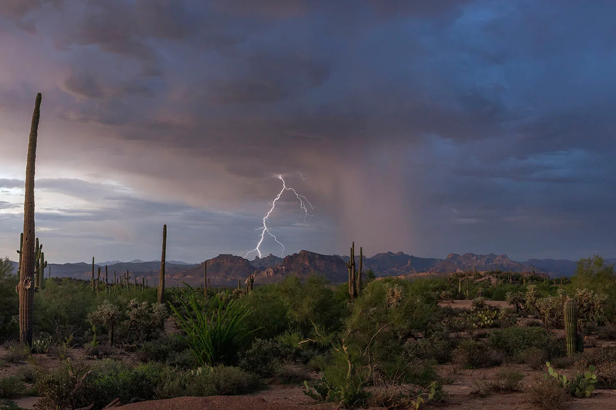 LJ057 Lightning over the Buttes LJ057 Lightning over the Buttes by Janell Evelyn Baca, Casa de Baca Studios, Florence, Arizona