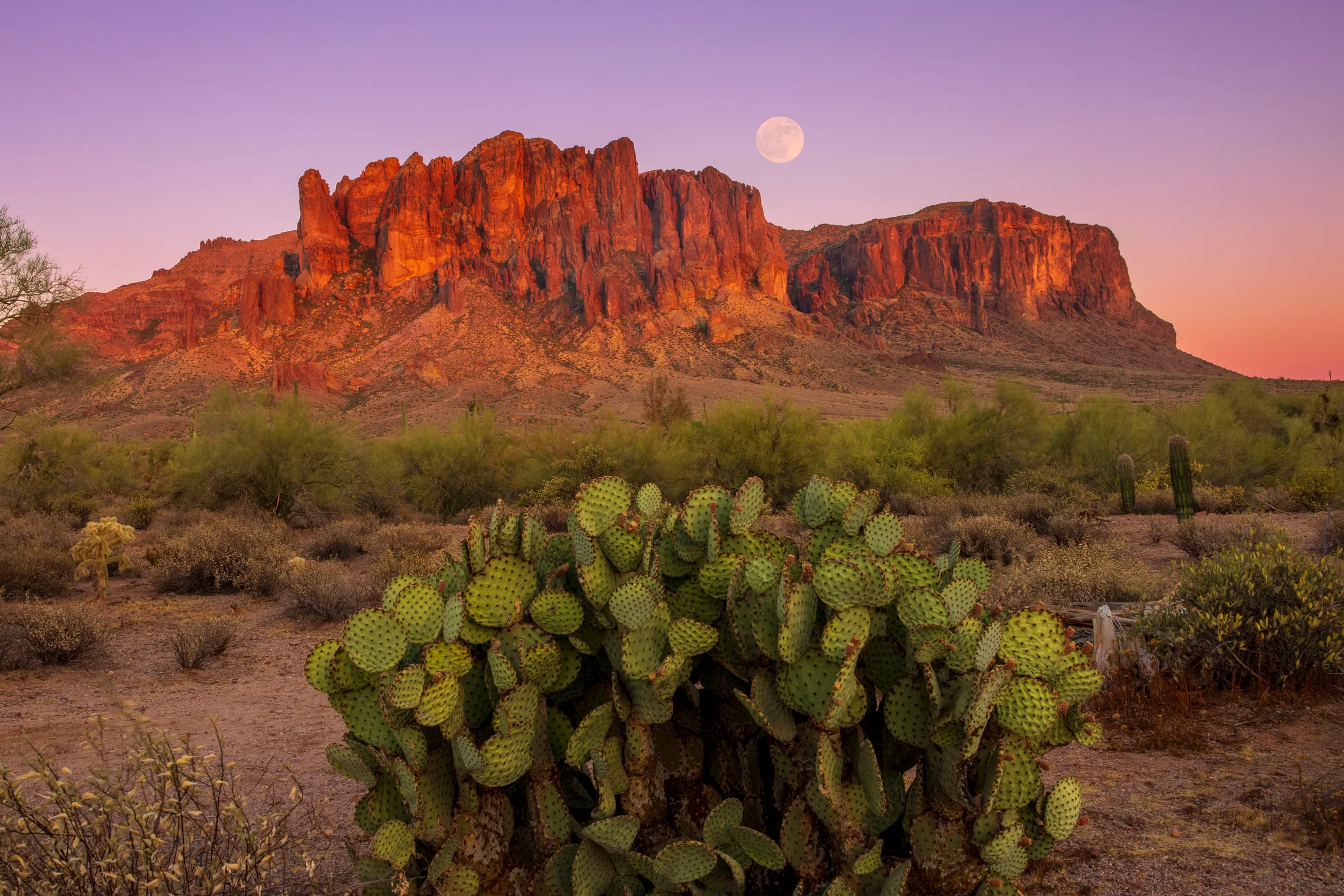 MMN (34) Lost Dutchman State Park Lost Dutchman State Park, moon, a fine art photograph by Michael Joseph Baca, Casa de Baca Studios, Florence, Arizona