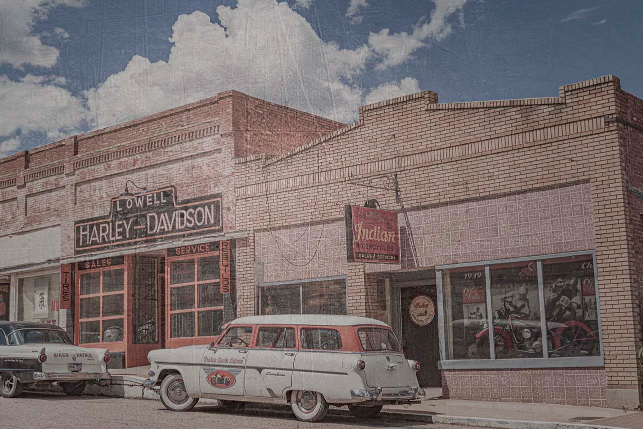 CJL09 Lowell Bisbee AZ Lowell Bisbee AZ, vehicles, a fine art photograph by Janell Evelyn Baca, Casa de Baca Studios, Florence, Arizona