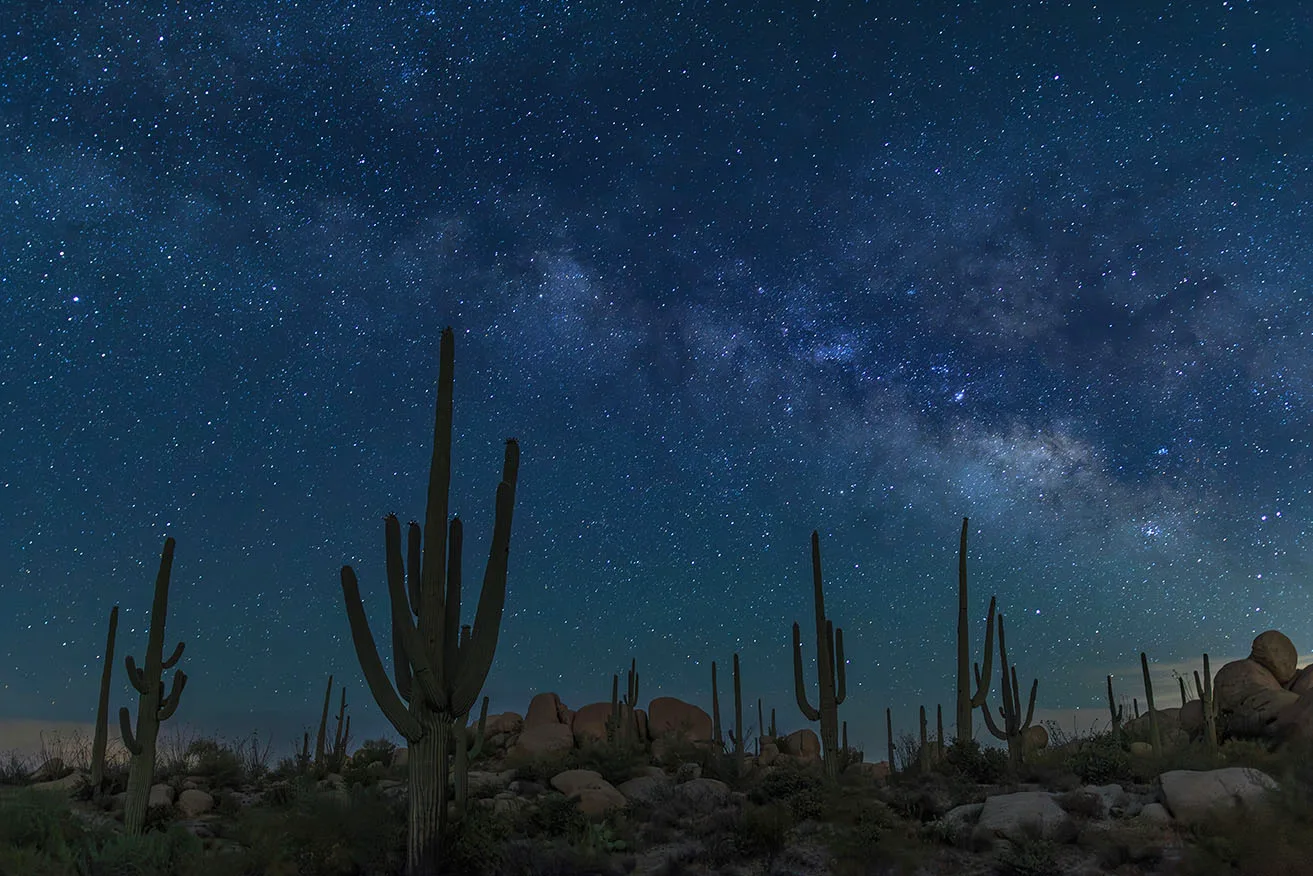 KJ003 Milky Way at the Boulders Florence AZ Milky Way at the Boulders Florence AZ, a fine art photograph by Janell Evelyn Baca, Casa de Baca Studios, Florence, Arizona