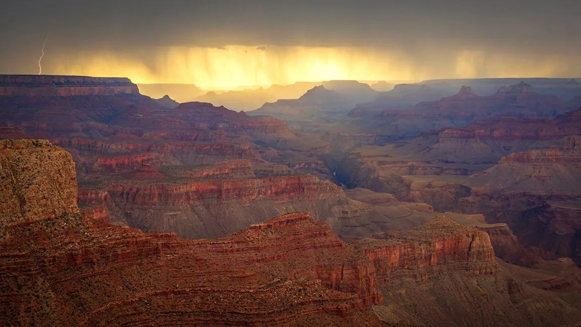 MST (73) Monsoon Storm over the Grand Canyon MST (73) Monsoon Storm over the Grand Canyon, lightning by Michael Joseph Baca, Casa de Baca Studios, Florence, Arizona