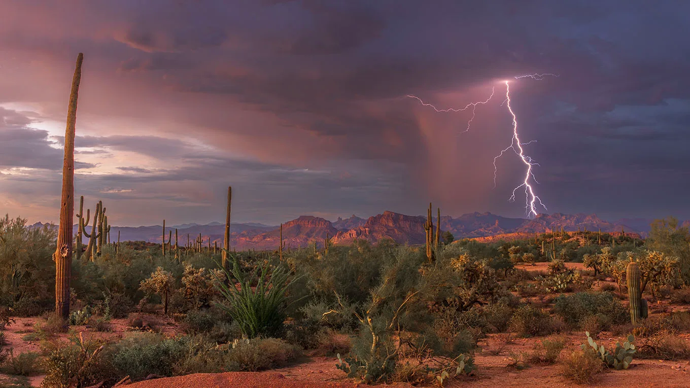 MST (76) Buttes Lightning Florence Arizona MST (76) Buttes Lightning Florence Arizona by Michael Joseph Baca, Casa de Baca Studios, Florence, Arizona