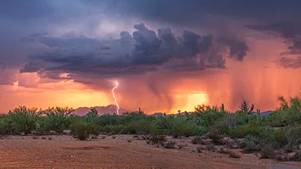 MST (82) Tucson Monsoon MST (82) Tucson Monsoon, lightning by Michael Joseph Baca, Casa de Baca Studios, Florence, Arizona
