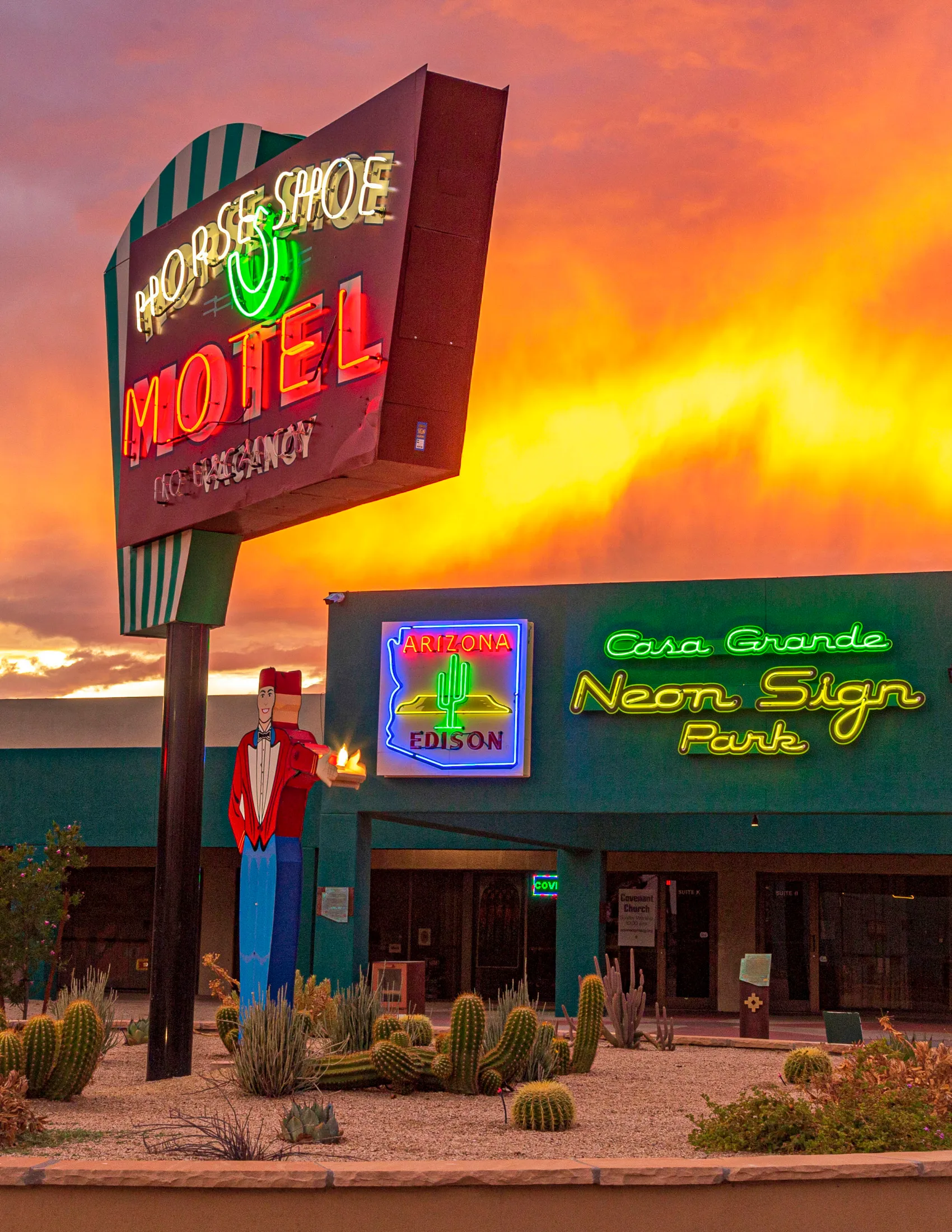 Neon (5) Neon Sign Park Casa Grande AZ Neon Sign Park Casa Grande AZ, a fine art photograph by Michael Joseph Baca, Casa de Baca Studios, Florence, Arizona