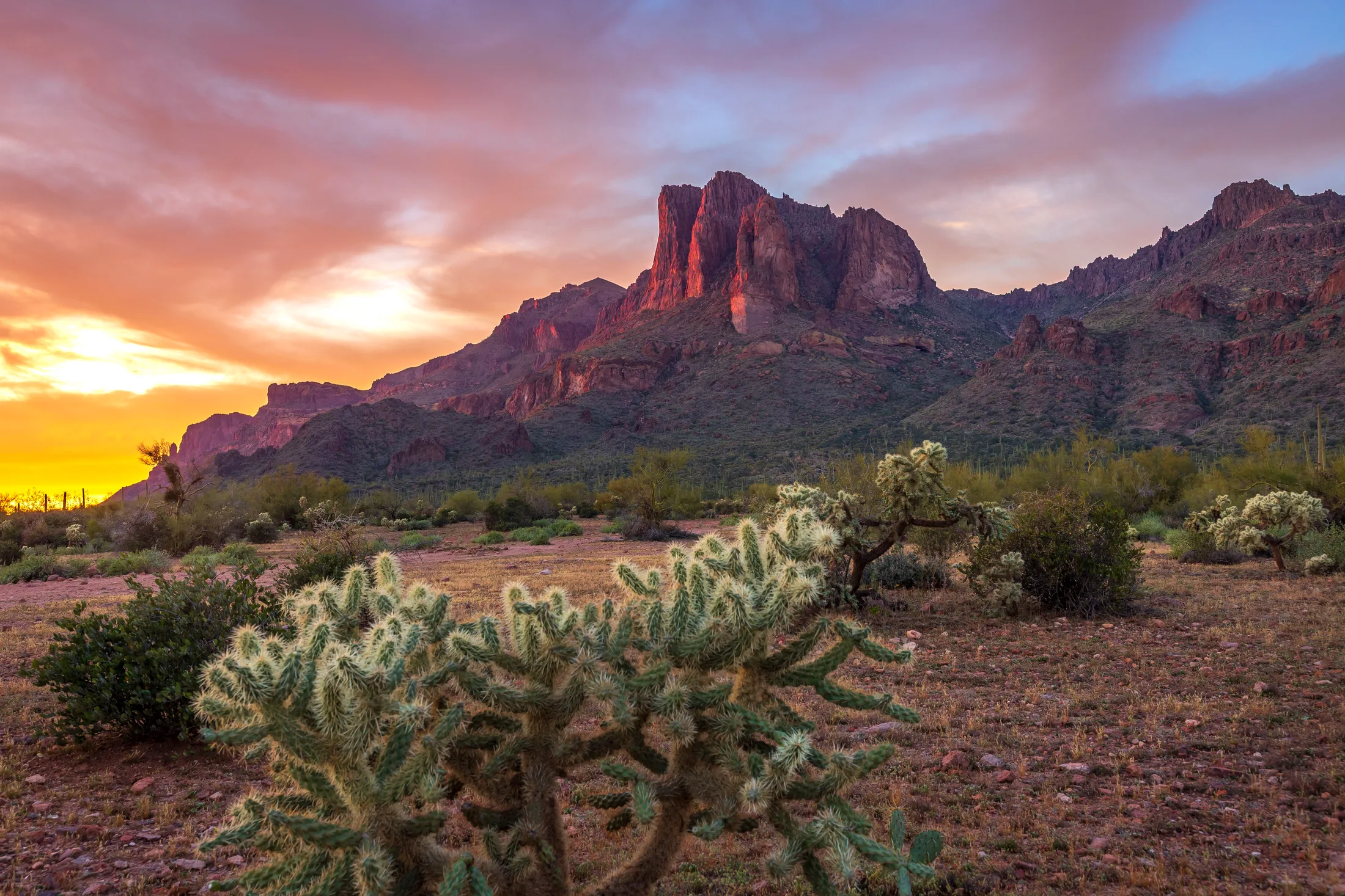 MSS (100) Peralta Superstition Wilderness Arizona Peralta Superstition Wilderness Arizona, sunset and sunrise, a fine art photograph by Michael Joseph Baca