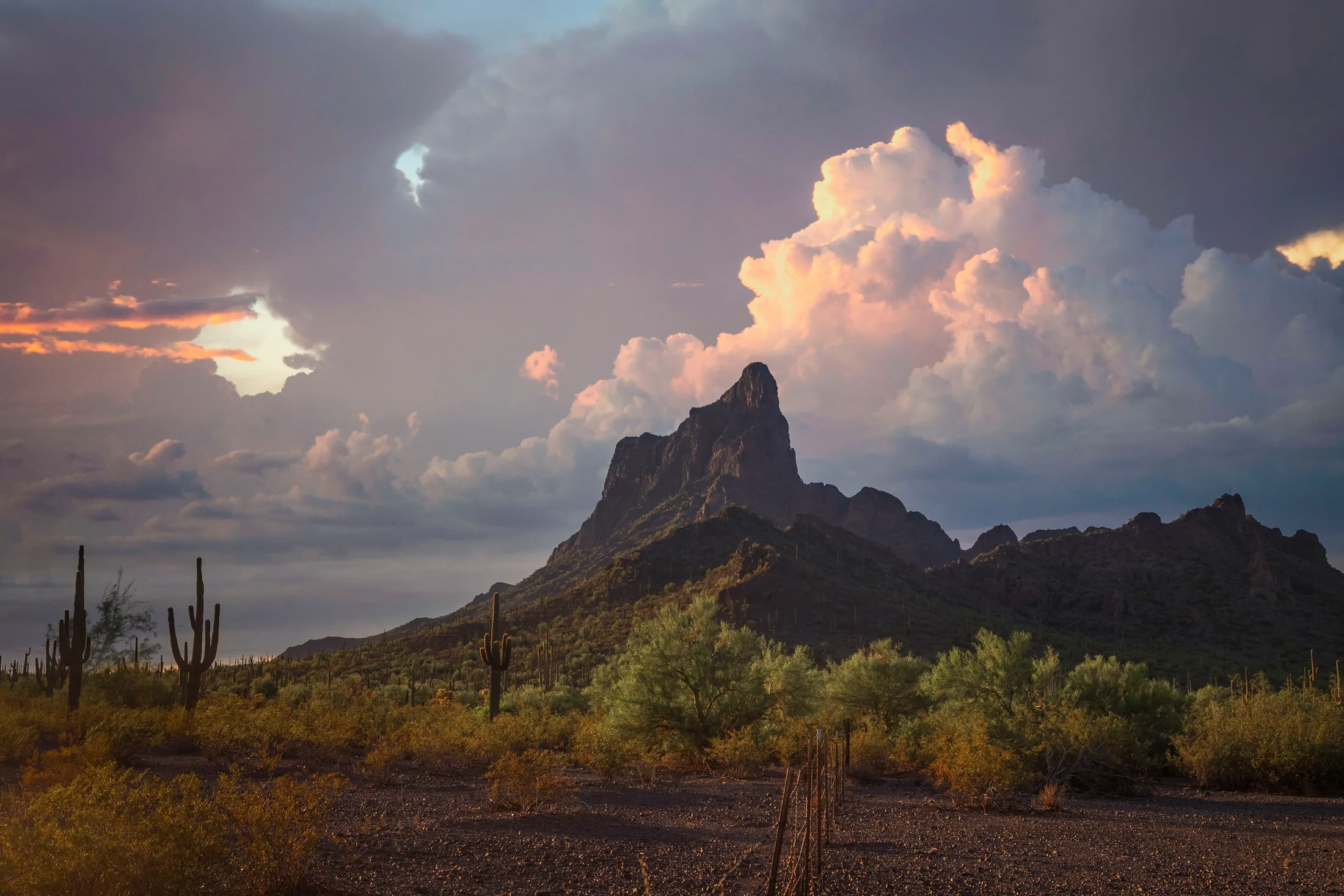 MSS (73) Picacho Peak Picacho Peak, sunset and sunrise, a fine art photograph by Michael Joseph Baca, Casa de Baca Studios, Florence, Arizona