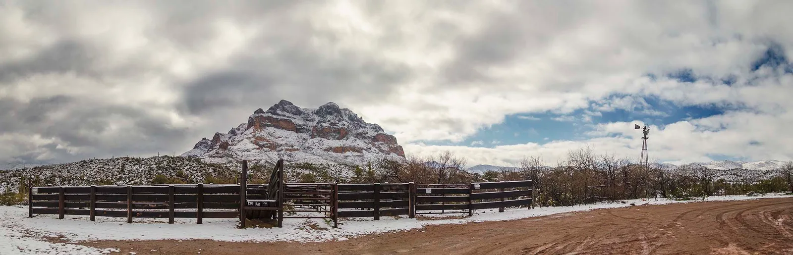 JN002 Picket Post Snow Superior AZ Picket Post Snow Superior AZ, a fine art photograph by Janell Evelyn Baca, Casa de Baca Studios, Florence, Arizona