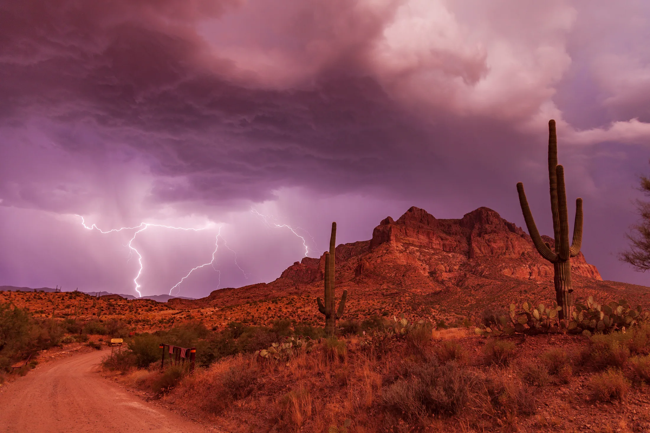 MST (11) Picket Post Superior AZ Picket Post Superior AZ, lightning, a fine art photograph by Michael Joseph Baca, Casa de Baca Studios, Florence, Arizona