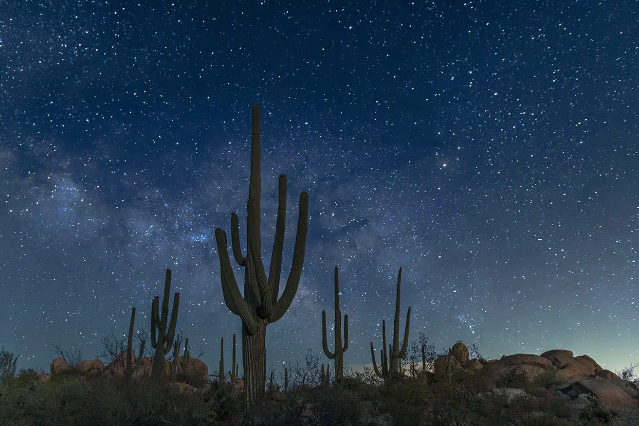 KJ002 Saguaro Milky Way at the Boulders Florence AZ Saguaro Milky Way at the Boulders Florence AZ, a fine art photograph by Janell Evelyn Baca