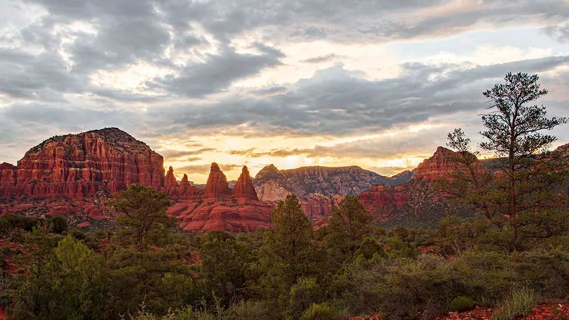 JS006 Sandstone Buttes Sedona Sunset Sandstone Buttes Sedona Sunset, a fine art photograph by Janell Evelyn Baca, Casa de Baca Studios, Florence, Arizona