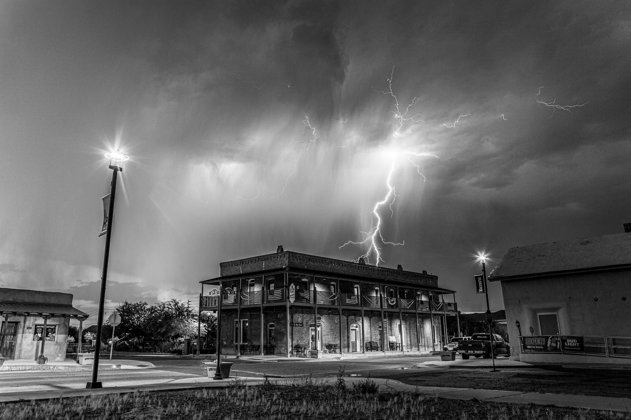 MST (18) Silver King Hotel Florence AZ Silver King Hotel Florence AZ, lightning, a fine art photograph by Michael Joseph Baca