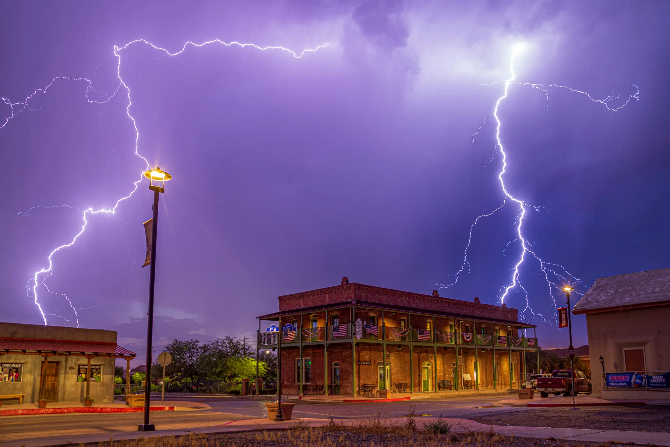 MST (17) Silver King Hotel Florence AZ Silver King Hotel Florence AZ, lightning, a fine art photograph by Michael Joseph Baca