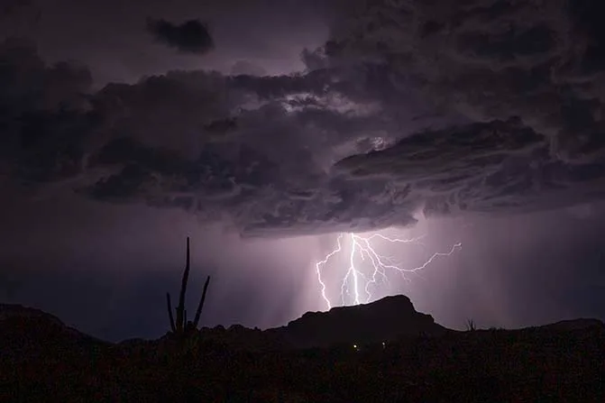 LJ015 South Butte lightning South Butte lightning, a fine art photograph by Janell Evelyn Baca, Casa de Baca Studios, Florence, Arizona