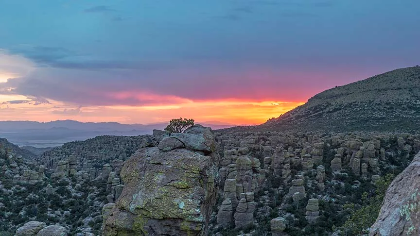 JS025 Sunset at Chiricahua National Monument Sunset at Chiricahua National Monument, a fine art photograph by Janell Evelyn Baca, Casa de Baca Studios, Florence, Arizona