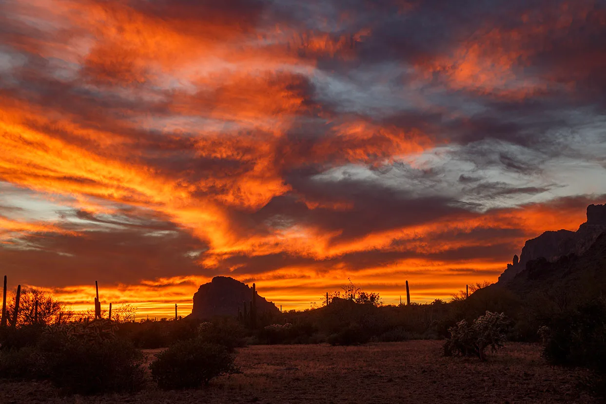 JS034 Sunset near Peralta Sunset near Peralta, a fine art photograph by Janell Evelyn Baca, Casa de Baca Studios, Florence, Arizona