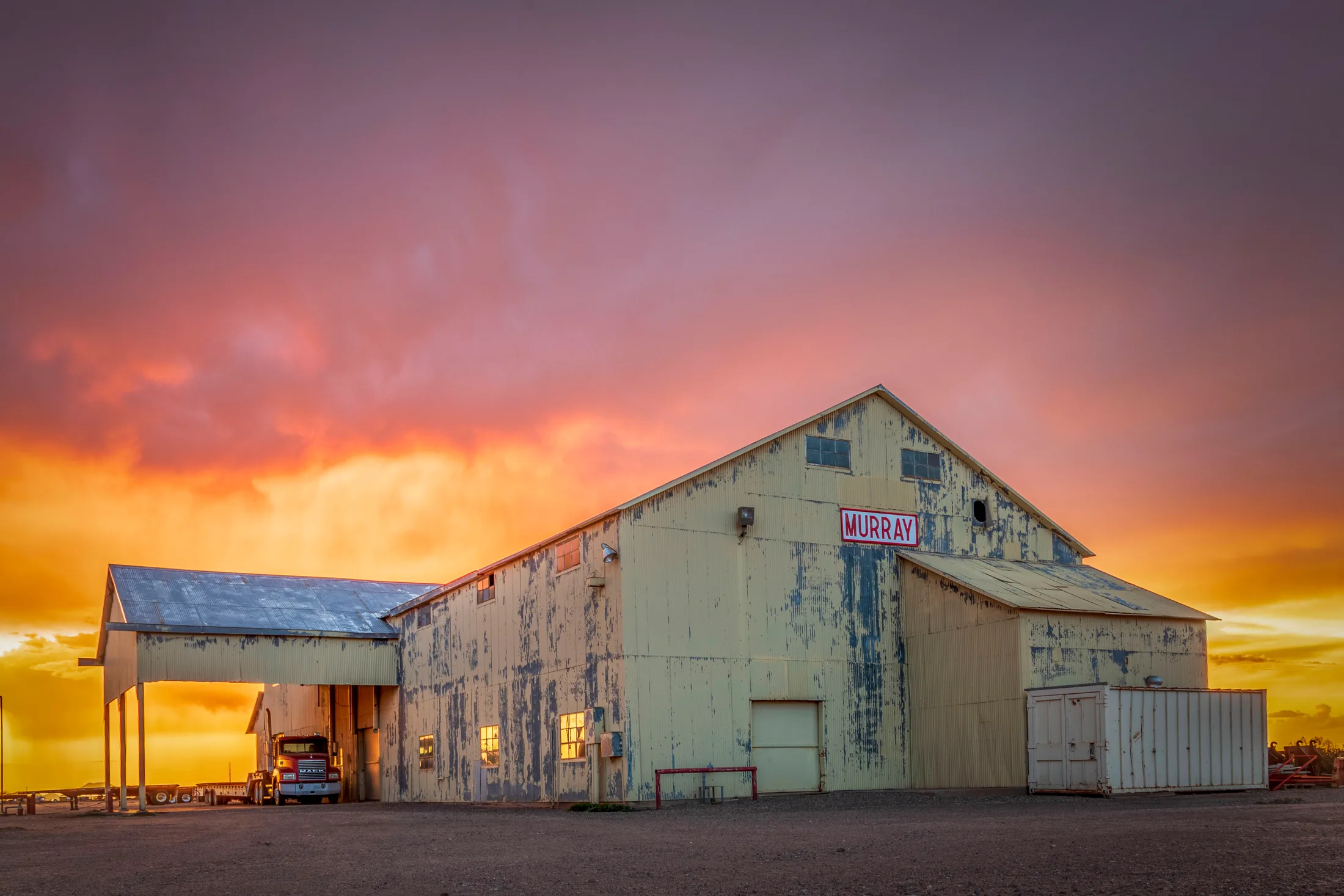 MAR (48) Sunshine Road Sunset Coolidge AZ Sunshine Road Sunset Coolidge AZ, architecture, a fine art photograph by Michael Joseph Baca