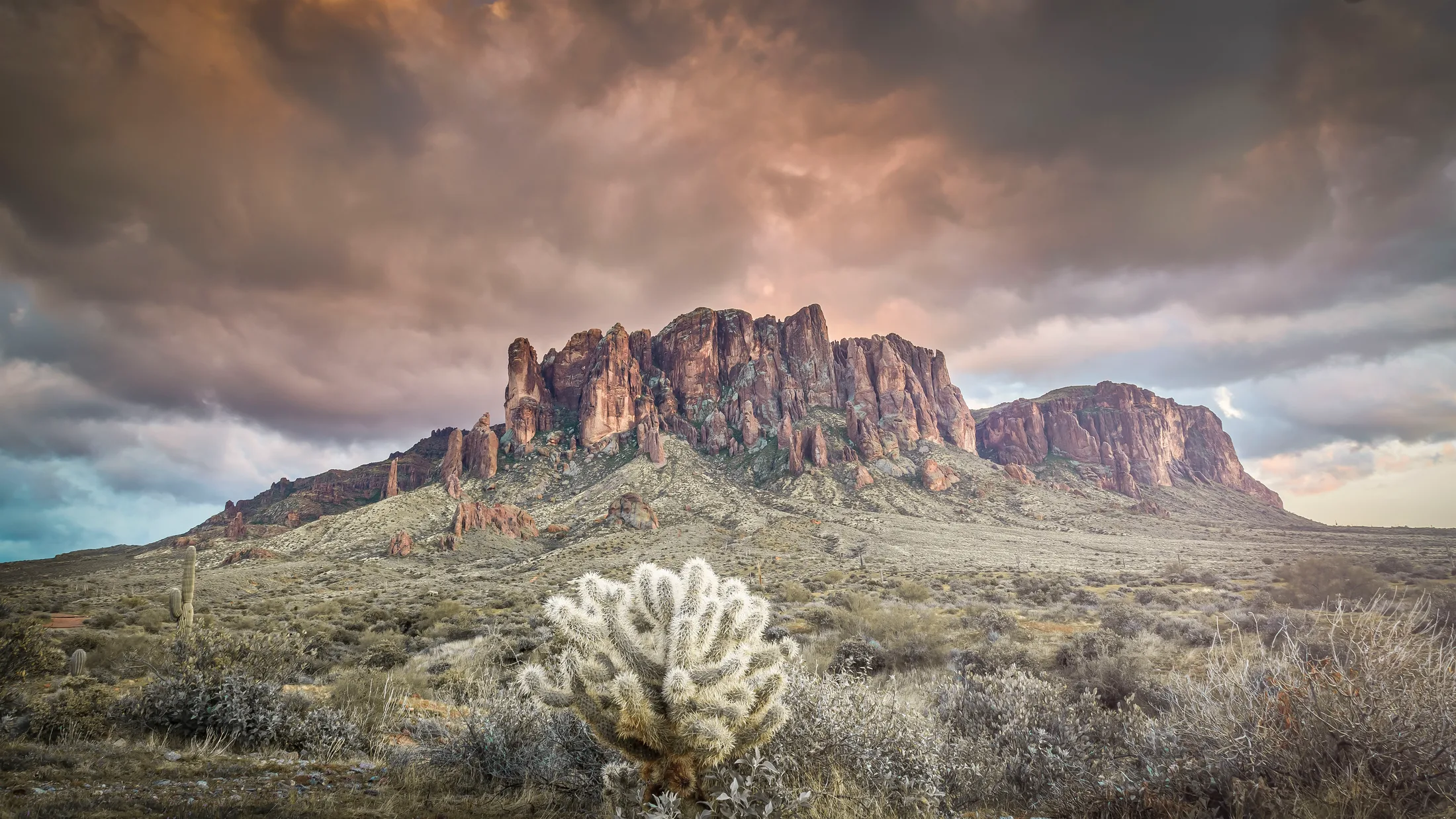 MSS (38) Superstition Mountain Lost Dutchman AZ Superstition Mountain Lost Dutchman AZ, sunset and sunrise, a fine art photograph by Michael Joseph Baca