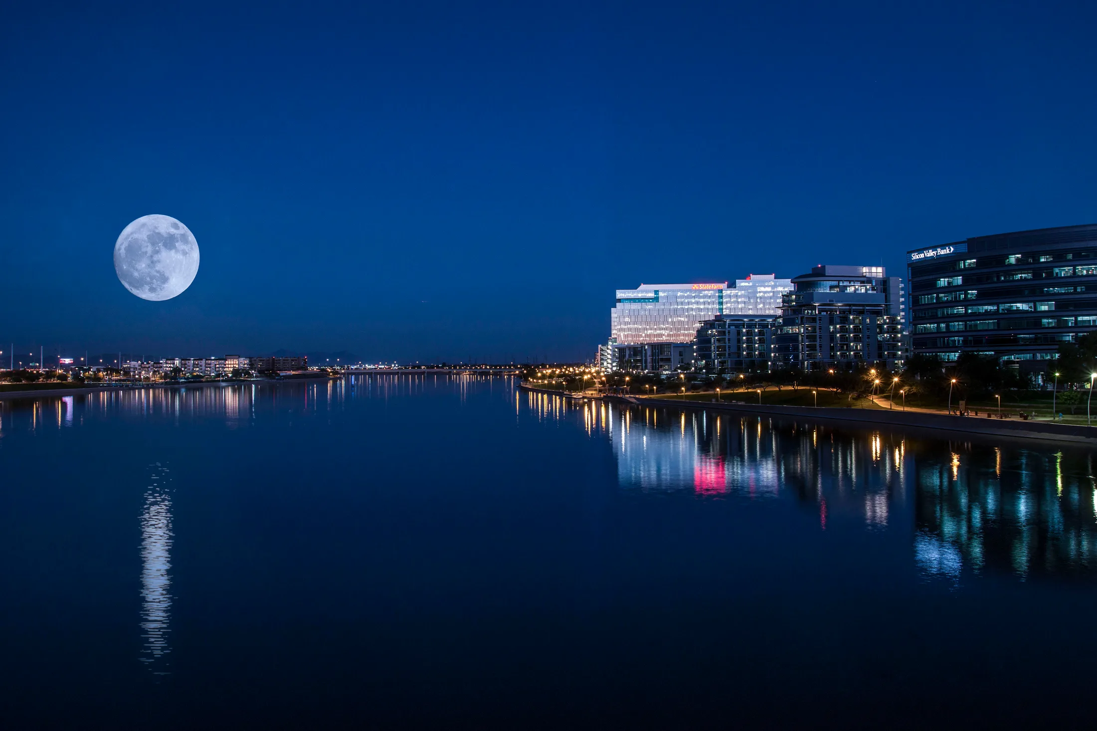 MMN (9) Tempe Town Lake Super Moon Tempe AZ Tempe Town Lake Super Moon Tempe AZ, a fine art photograph by Michael Joseph Baca, Casa de Baca Studios, Florence, Arizona