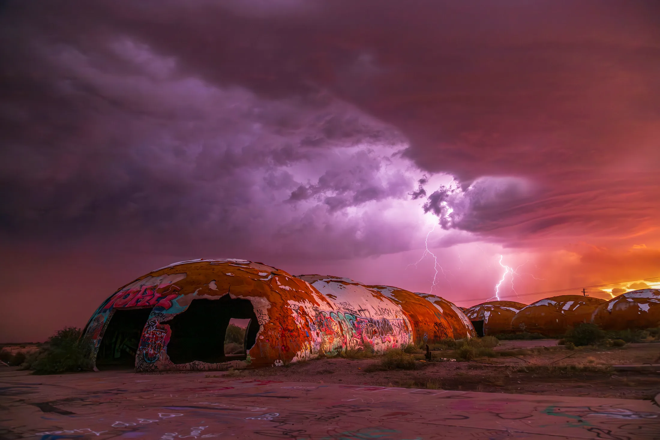 MST (30) The Domes Casa Grande AZ The Domes Casa Grande AZ, lightning, a fine art photograph by Michael Joseph Baca, Casa de Baca Studios, Florence, Arizona