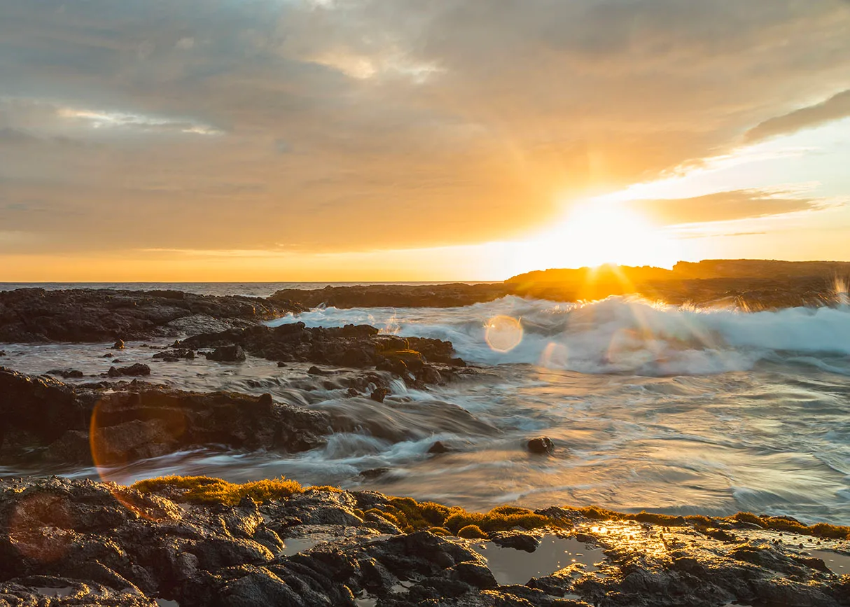 JW023 Wawaloli Beach Tide Pools Sunset Wawaloli Beach Tide Pools Sunset, ocean and lake and river and pier, a fine art photograph by Janell Evelyn Baca