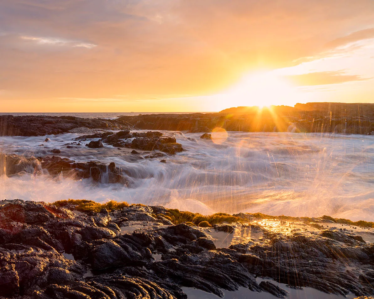 JW024 Wawaloli Beach Tide Pools Sunset Wawaloli Beach Tide Pools Sunset, ocean and lake and river and pier, a fine art photograph by Janell Evelyn Baca