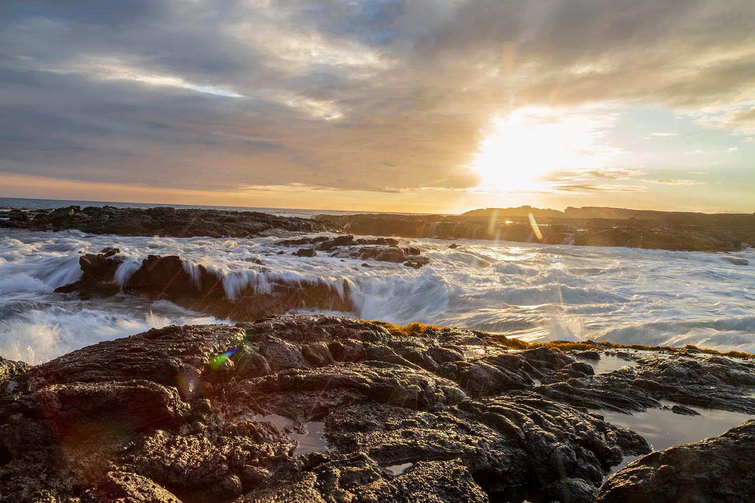 JW019 Wawaloli Beach Tide Pools Sunset Wawaloli Beach Tide Pools Sunset, ocean and lake and river and pier, a fine art photograph by Janell Evelyn Baca