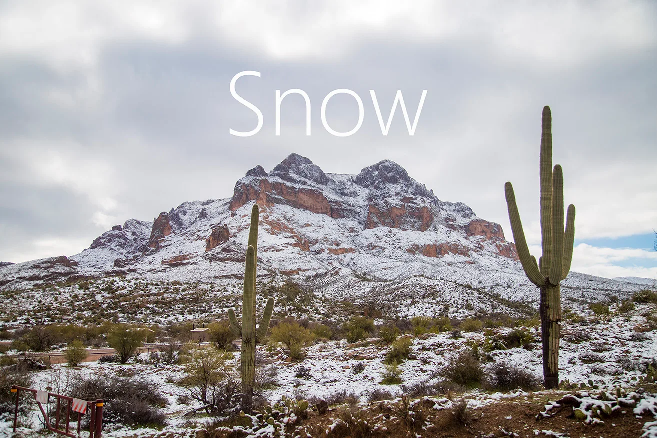 JN002 Picket Post Snow Superior AZ, a fine art photograph by Janell Evelyn Baca, Casa de Baca Studios, Florence, Arizona